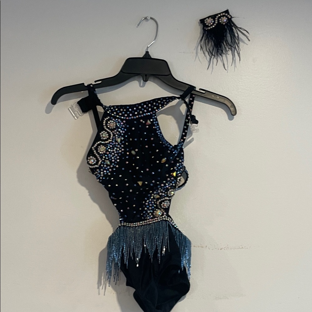 Sparkling Black and Blue Kids Dance Costume
